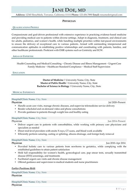 Physician Cv Templates