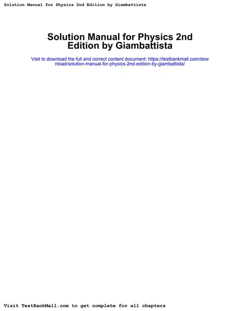 Physics 2nd Edition Giambattista Solutions Manual Kindle Editon