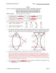 Physics Classroom Light Refraction And Lenses Answer Key Reader