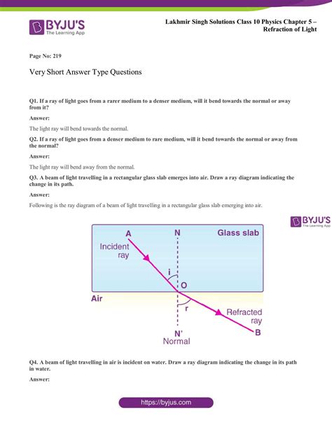 Physics Classroom Light Refraction Answers Reader