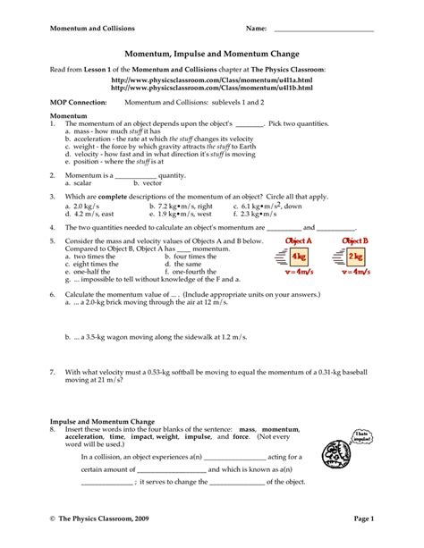 Physics Classroom Momentum Impulse And Change Answers Epub