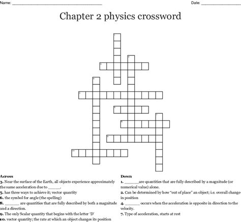 Physics Crossword Puzzles With Answers PDF