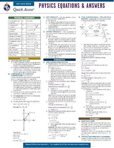 Physics Equations and Answers: Rea Quick Access Reference Chart Ebook Kindle Editon