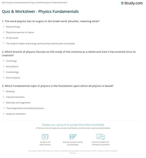 Physics Fundamentals Answers Doc