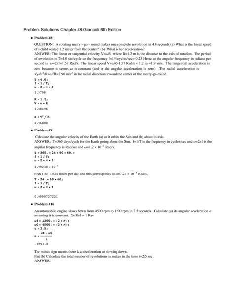 Physics Giancoli 6th Edition Solutions Chapter 8 Doc