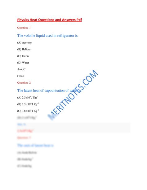 Physics Heat Questions And Answers Epub