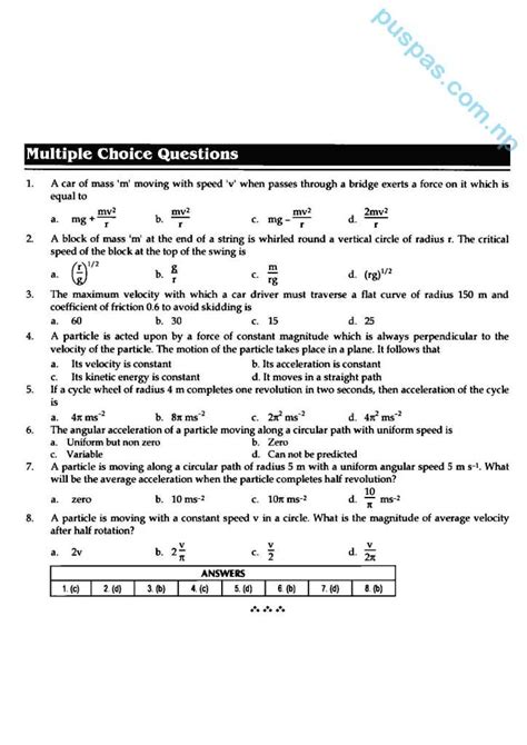 Physics Mcqs For Class 11 With Answers Reader