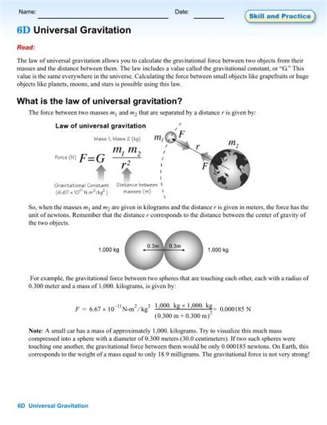 Physics Review Universal Gravitation Answers PDF