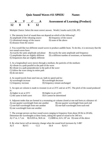 Physics Sound Sheet With Answers Epub