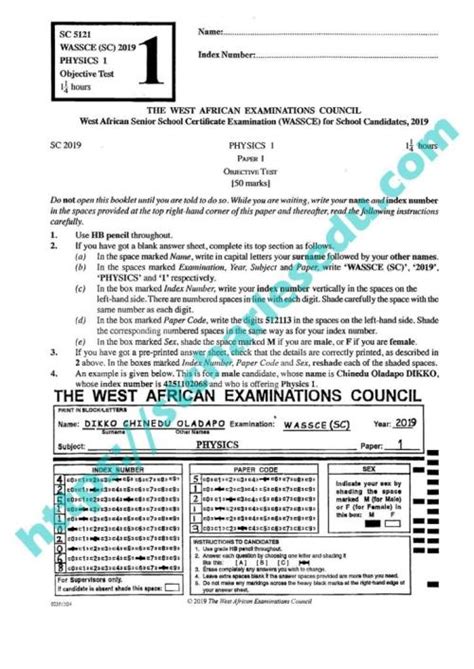 Physics Theory Answers For Waec PDF