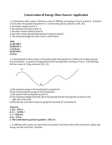 Physics Web Search Conservation Of Energy Answers PDF