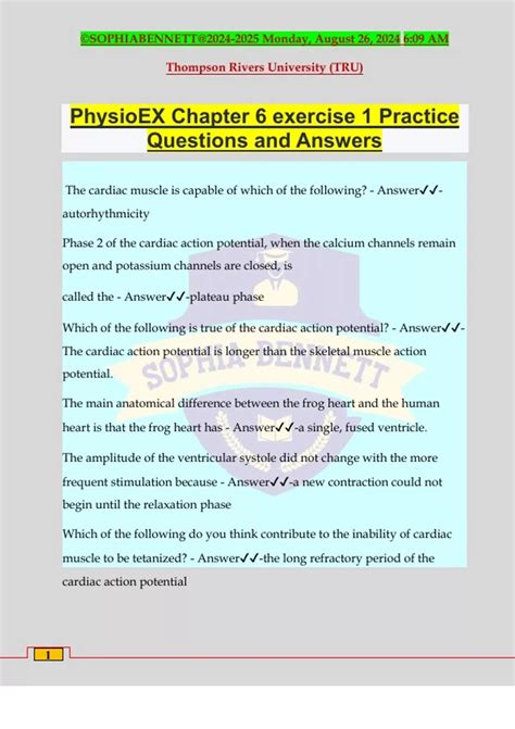 Physioex 90 Answers Exercise 6 Kindle Editon