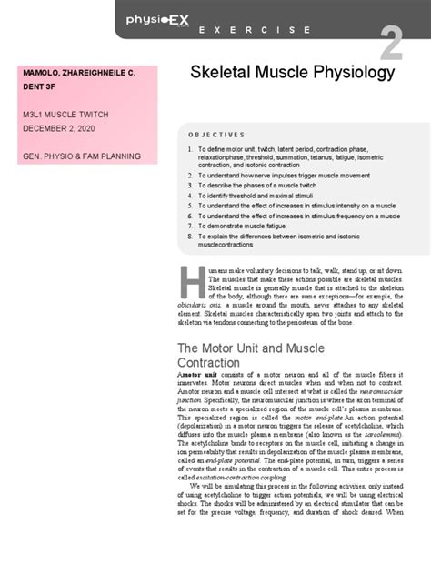 Physioex Exercise 2 Skeletal Muscle Physiology Answers PDF