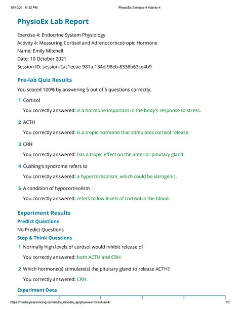 Physioex Exercise 4 Answer Key Epub