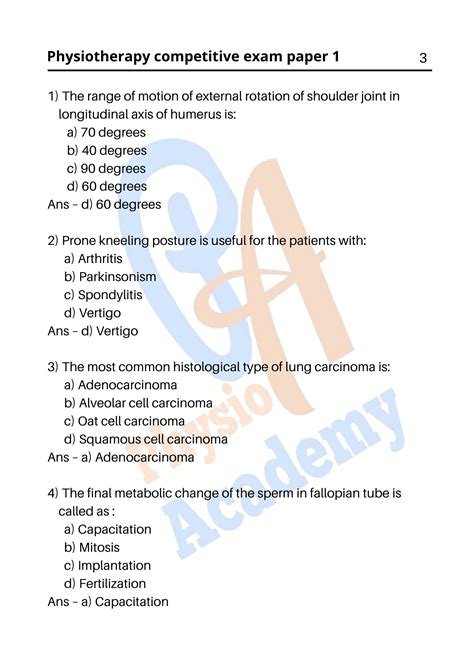 Physiotherapy Mcq Questions And Answers Doc