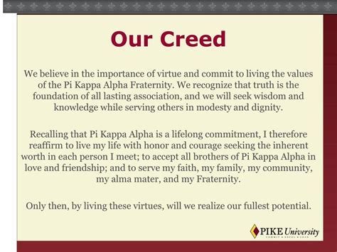 Pi Kappa Alpha Creed: A Guiding Force for Noble Living