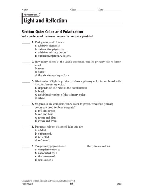 Pigment And Paints Physics Classroom Answer Sheet Epub