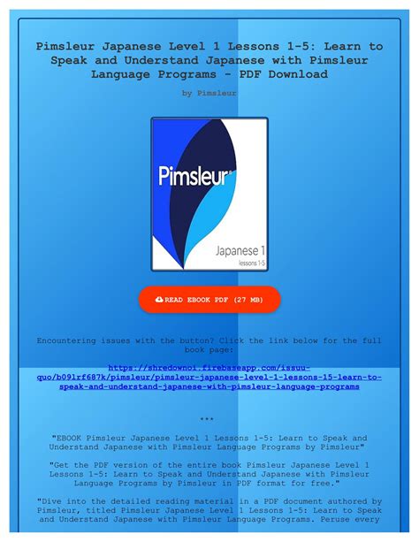 Pimsleur-booklets-manuel Ebook Doc