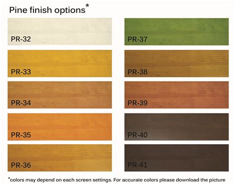 Pine Wood Stain Color Chart