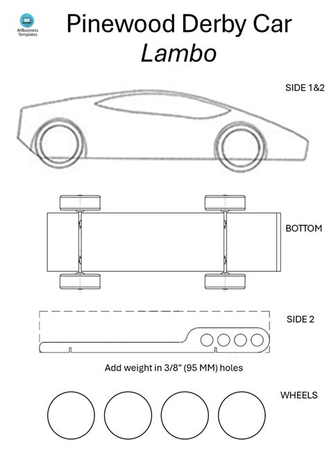 Pinewood Derby Lamborghini Template