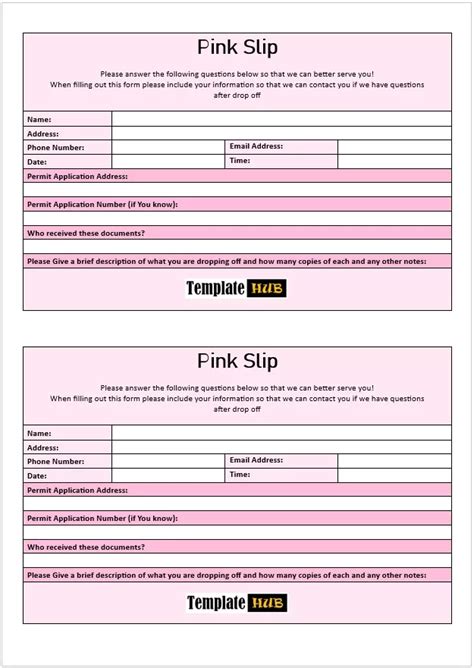 Pink Slip Template