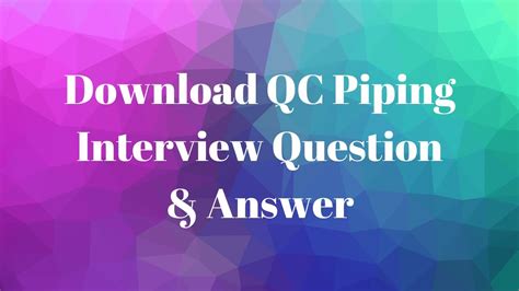 Piping Question And Answer For Interview PDF