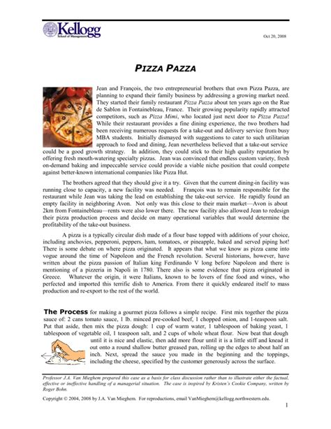 Pizza Pazza Case Answers Epub