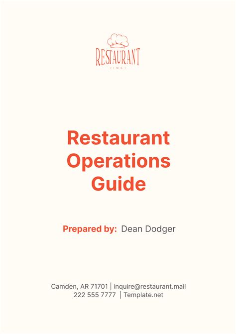 Pizza restaurant operations manual template Kindle Editon