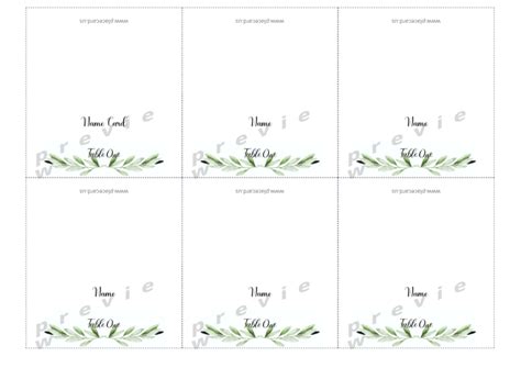 Place Card Template Free 6 Per Page