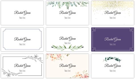 Place Cards Template Free
