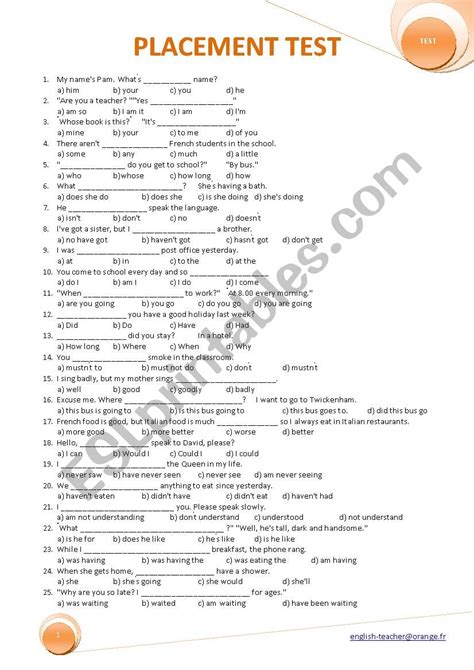 Placement tests: