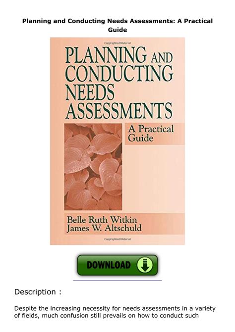 Planning and Conducting Needs Assessments A Practical Guide Doc