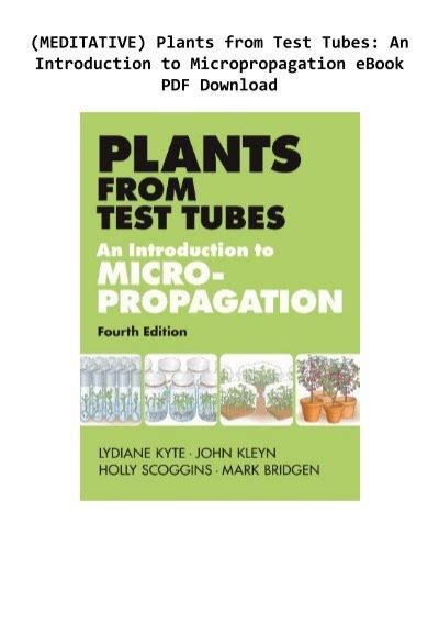 Plants from Test Tubes: An Introduction to Micropropagation Ebook Doc