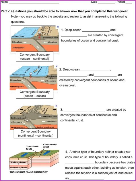 Plate Tectonics Worksheet Answers PDF