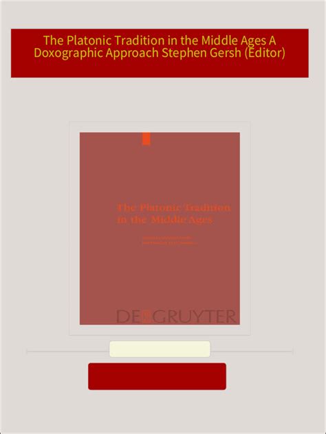 Platonic Tradition in the Middle Ages A Doxographic Approach Epub