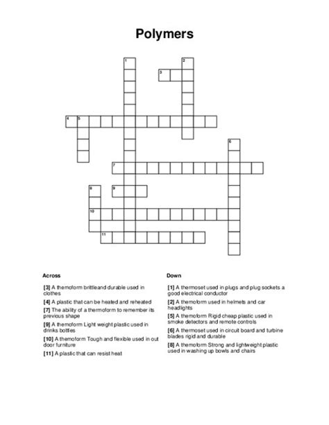 Playing With Polymers Crossword Answers Reader