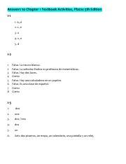 Plazas Answer Key Doc