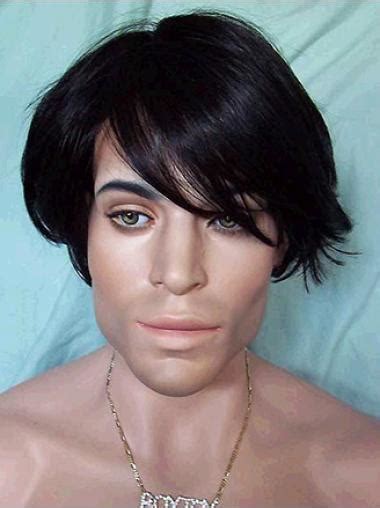 Pleasing Black Straight Short Men Wigs