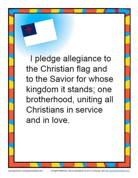 Pledge To The Christian Flag Printable