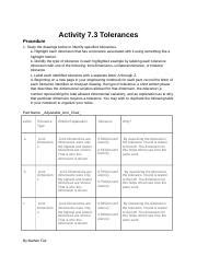 Pltw Activity 73 Tolerances Answers PDF