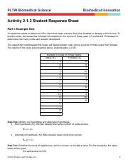 Pltw Activity Sheet Answers Biomedical Science PDF