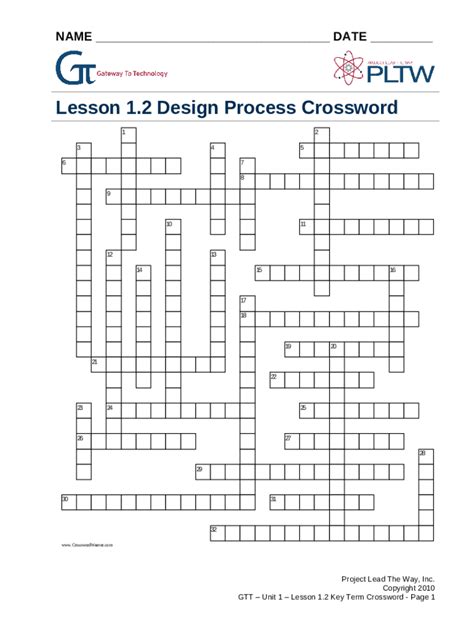 Pltw Crossword Answer Key Reader