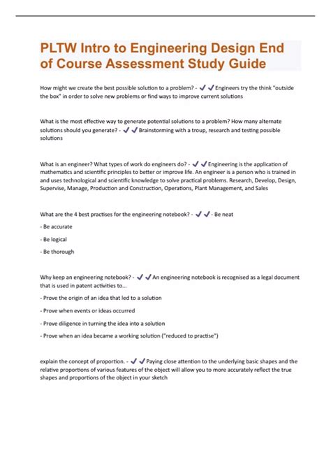 Pltw End Of Course Assessment Answer Key PDF