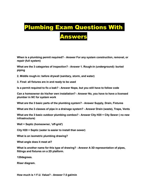 Plumbing Questions Answers Epub