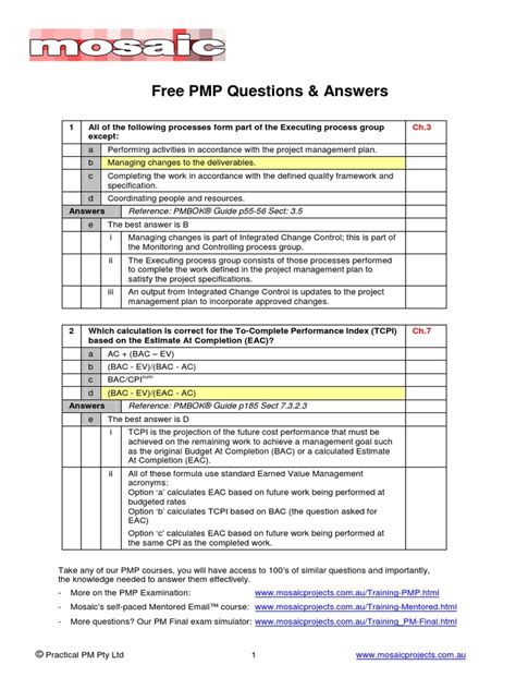 Pmp Exams Questions And Answers Doc