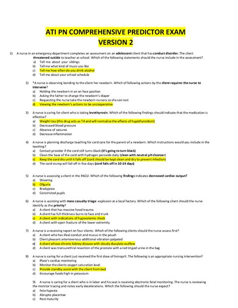 Pn Ati Comprehensive Predictor 2011 Test Answers Ebook PDF