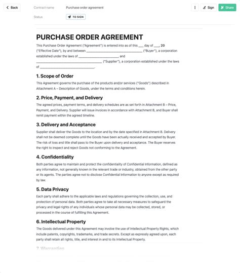 Po Terms And Conditions Template