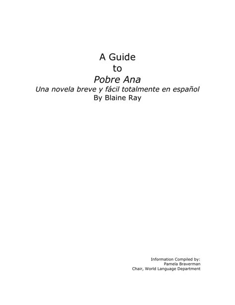 Pobre Ana Study Guide Answer Key Ebook Kindle Editon