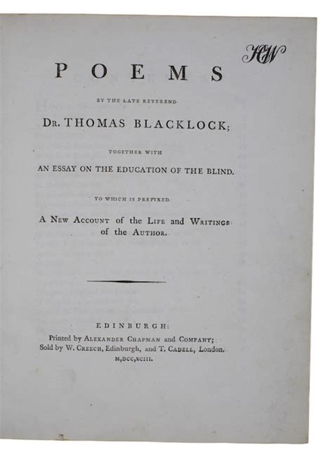 Poems by the Late Reverend Dr. Thomas Blacklock; Together with an Essay on the Education of the Blin Epub