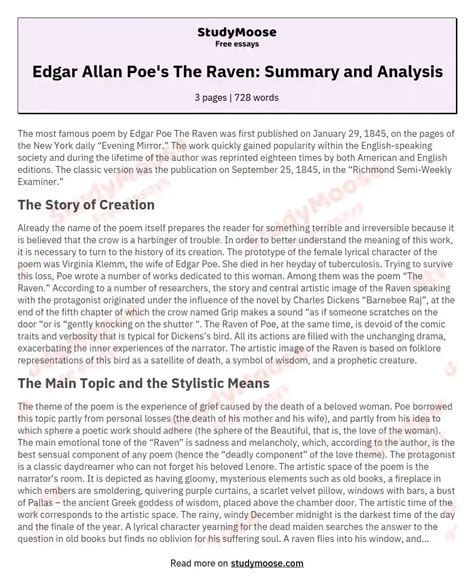 Poetry Explication Example: A Comprehensive Analysis of "The Raven" by Edgar Allan Poe